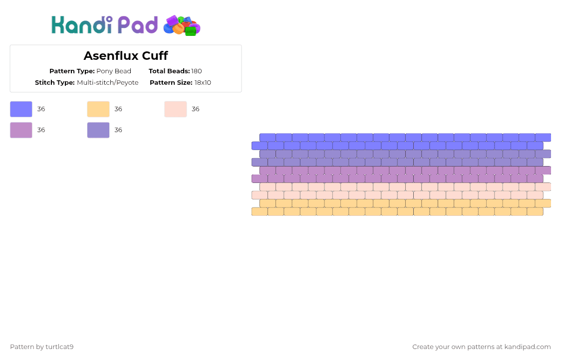 Asenflux Cuff - Pony Bead Pattern by turtlcat9 on Kandi Pad - beige,pink,asenflux,pride,cuff,horizontal
