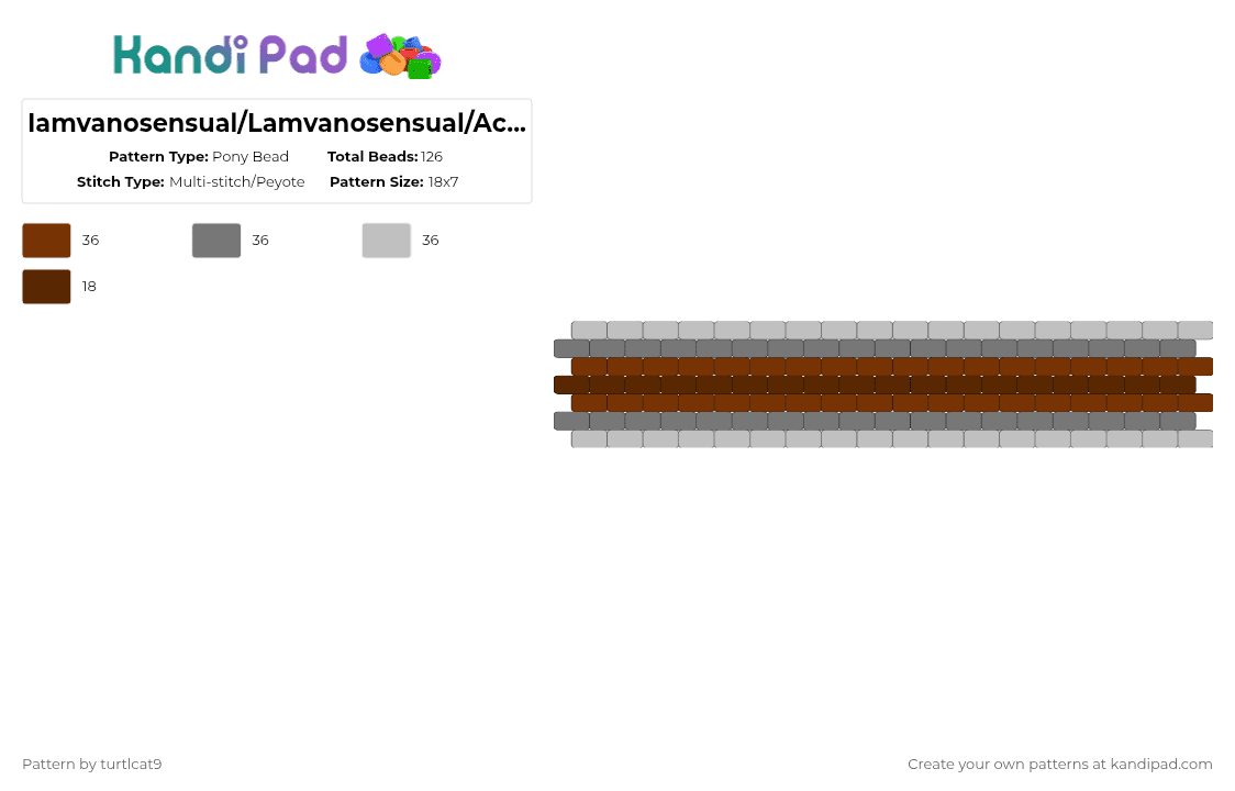 Iamvanosensual/Lamvanosensual/Accipiosensual Cuff - Pony Bead Pattern by turtlcat9 on Kandi Pad - brown,iamvanosensual,lamvanosensual,accipiosensual,iamvano,lamvano,accipio,pride,cuff