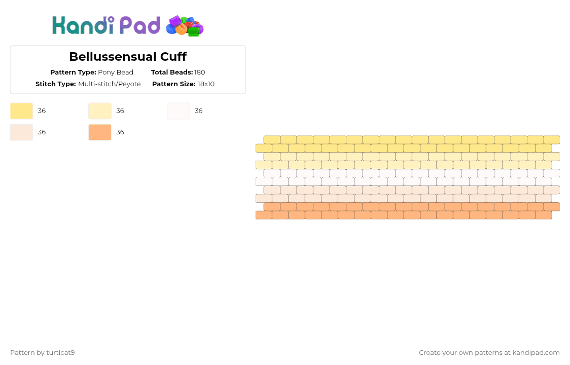 Bellussensual Cuff - Pony Bead Pattern by turtlcat9 on Kandi Pad - beige,bellussensual,bellus,asensual,pride,cuff,horizontal