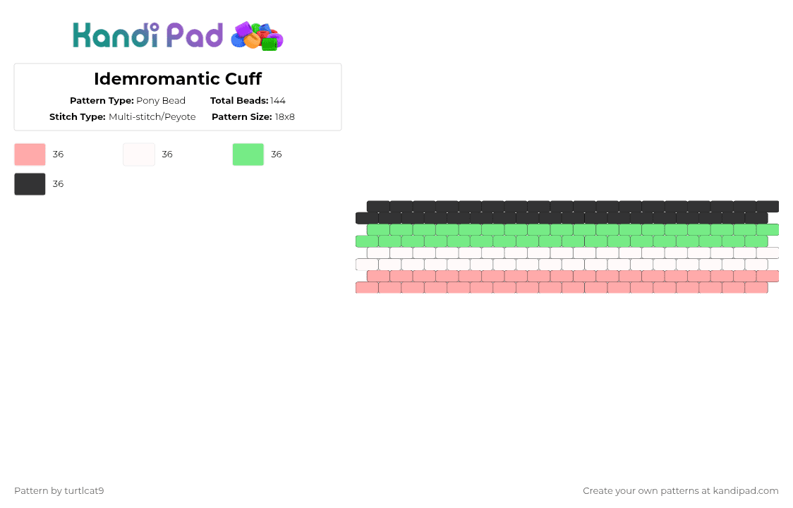 Idemromantic Cuff - Pony Bead Pattern by turtlcat9 on Kandi Pad - beige,teal,idemromantic,idem,pride,cuff,horizontal