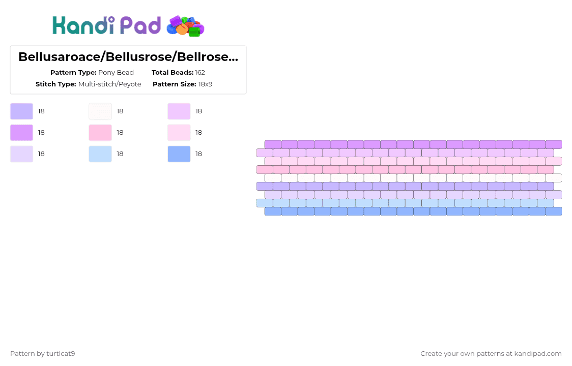 Bellusaroace/Bellusrose/Bellrose Cuff - Pony Bead Pattern by turtlcat9 on Kandi Pad - pink,bellusaroace,bellusrose,bellrose,bellus,aroace,pride,cuff,horizontal