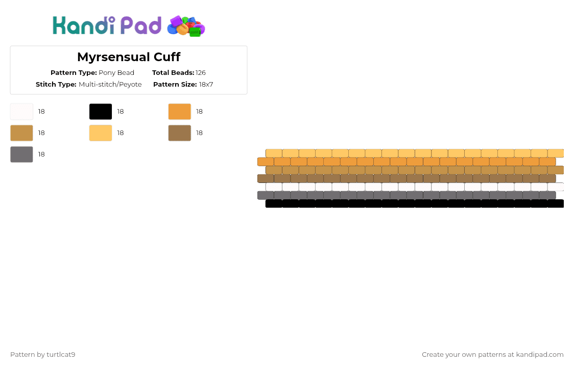 Myrsensual Cuff - Pony Bead Pattern by turtlcat9 on Kandi Pad - orange,myrsensual,myr,pride,cuff,horizontal