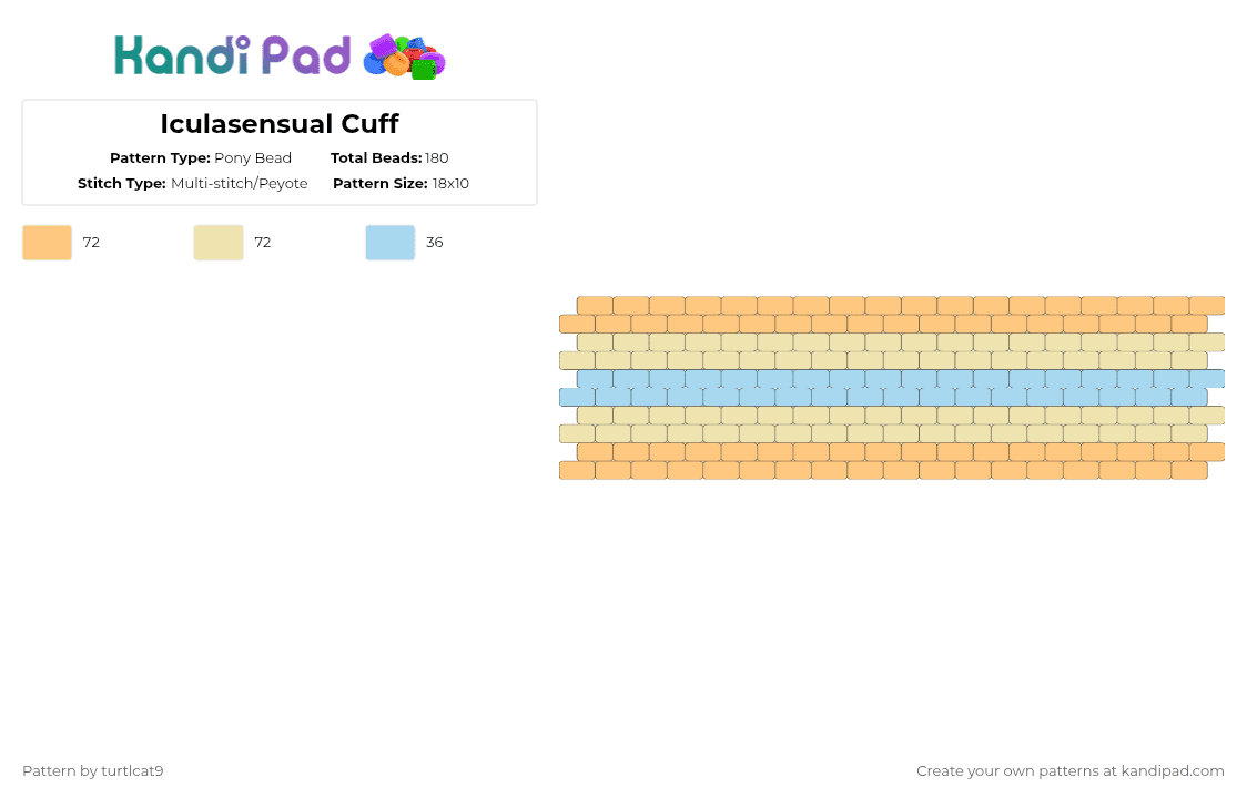 Iculasensual Cuff - Pony Bead Pattern by turtlcat9 on Kandi Pad - orange,beige,iculasensual,icula,pride,cuff,horizontal