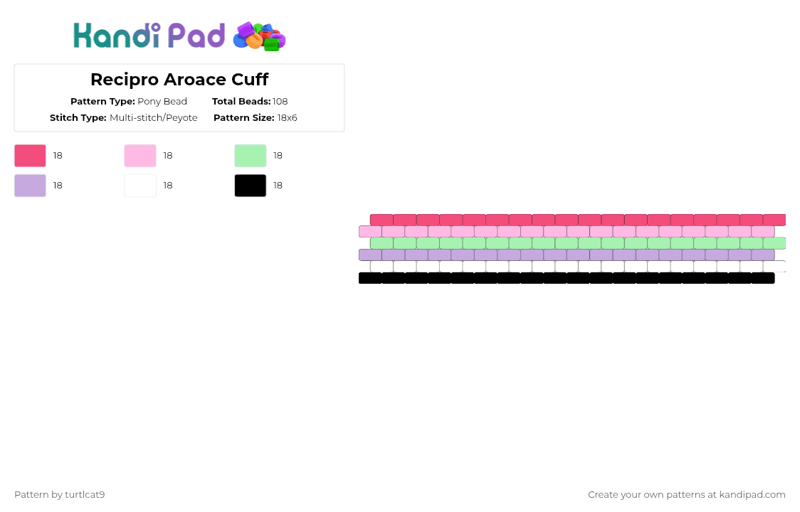 Recipro Aroace Cuff - Pony Bead Pattern by turtlcat9 on Kandi Pad - pink,recipro aroace,reciproaroace,recipro,pride,cuff,horizontal