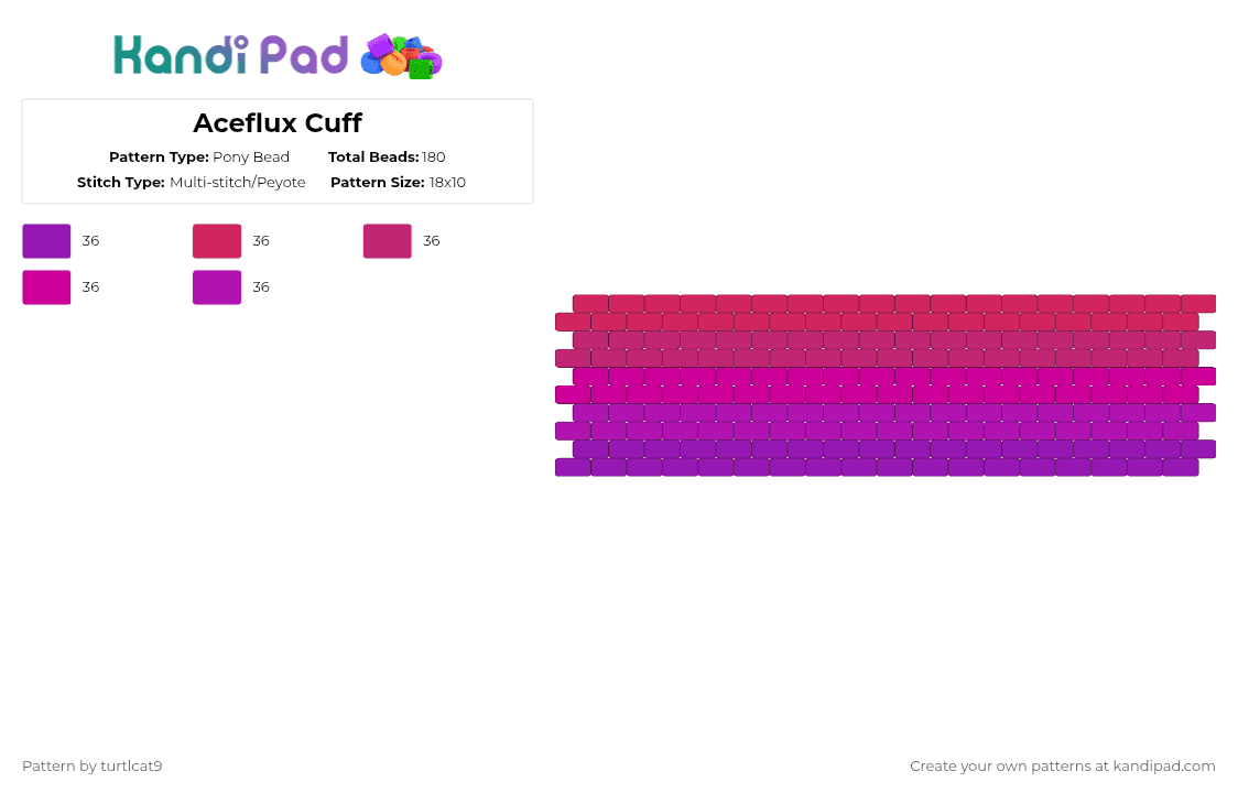 Aceflux Cuff - Pony Bead Pattern by turtlcat9 on Kandi Pad - pink,aceflux,ace,pride,cuff,horizontal