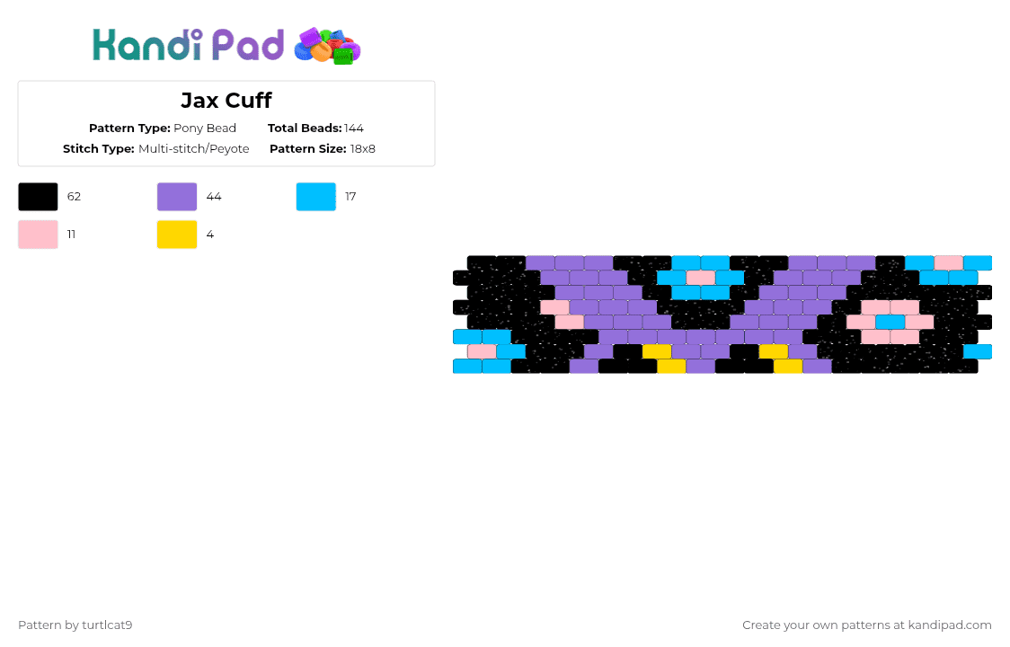 Jax Cuff - Pony Bead Pattern by turtlcat9 on Kandi Pad - purple