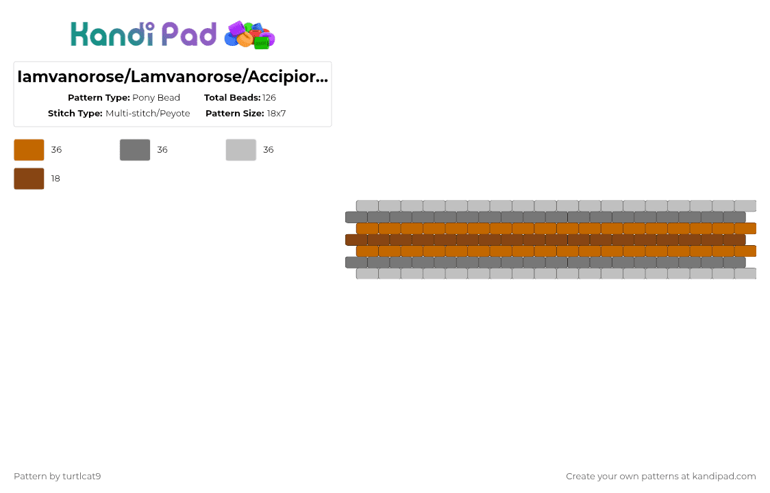 Iamvanorose/Lamvanorose/Accipiorose Cuff - Pony Bead Pattern by turtlcat9 on Kandi Pad - orange,gray,beige,iamvanorose,lamvanorose,accipiorose,iamvano,lamvano,accipio,pride,cuff