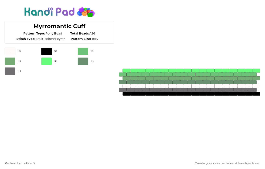 Myrromantic Cuff - Pony Bead Pattern by turtlcat9 on Kandi Pad - teal,myrromantic,myr,pride,cuff,horizontal