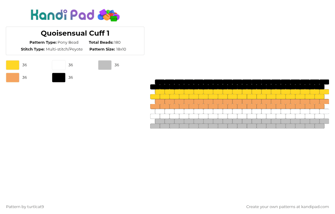 Quoisensual Cuff - Pony Bead Pattern by turtlcat9 on Kandi Pad - yellow,beige,orange,quoisensual,quoi,pride,cuff,horizontal