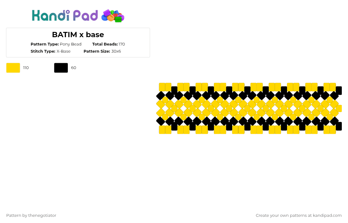 BATIM x base - Pony Bead Pattern by thenegotiator on Kandi Pad - yellow,black