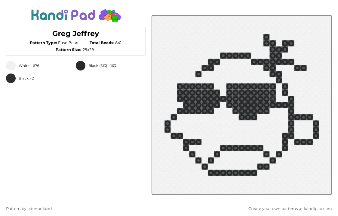 Greg Jeffrey - Fuse Bead Pattern by edennnlolxd on Kandi Pad - white