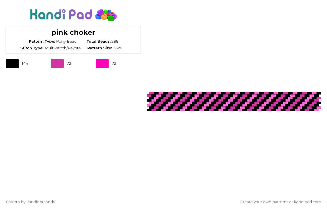 pink choker - Pony Bead Pattern by kandinotcandy on Kandi Pad - pink,black,cotdboldcolors,choker,hotpink