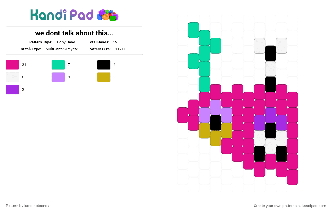 we dont talk about this... - Pony Bead Pattern by kandinotcandy on Kandi Pad - pink,tadc,zooble,mixandmatch