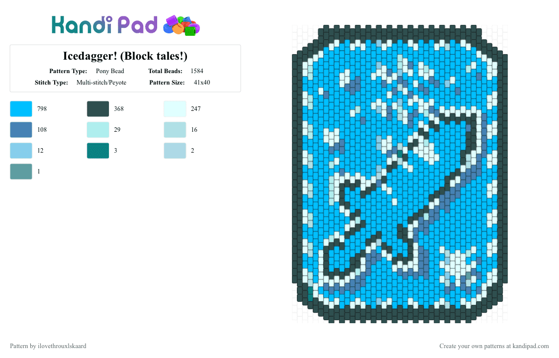 Icedagger! (Block tales!) - Pony Bead Pattern by ilovethrouxlskaard on Kandi Pad - gray,light blue,block tales,blue,roblox,sfoth
