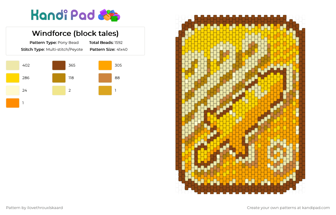 Windforce (block tales) - Pony Bead Pattern by ilovethrouxlskaard on Kandi Pad - yellow,orange,block tales,roblox