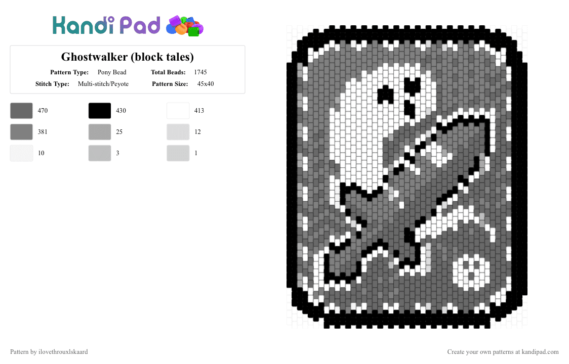 Ghostwalker (block tales) - Pony Bead Pattern by ilovethrouxlskaard on Kandi Pad - gray,blocktales,roblox,monochrome,sword,sfoth