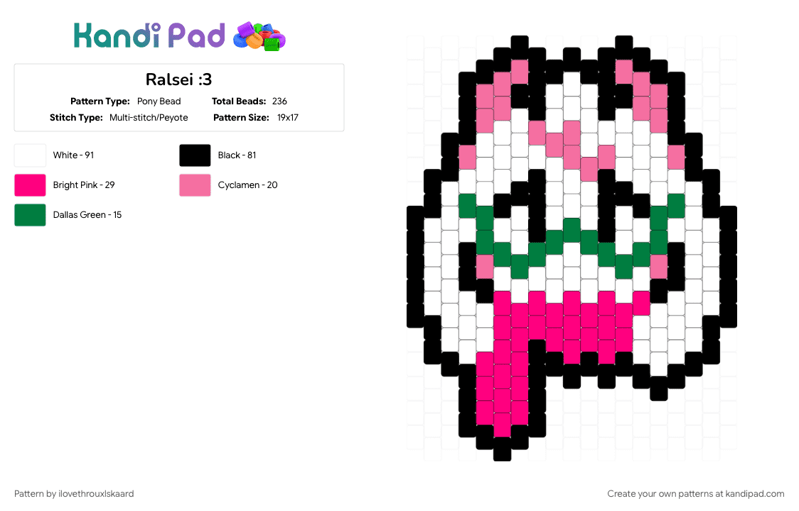 Ralsei :3 - Pony Bead Pattern by ilovethrouxlskaard on Kandi Pad - character, deltarune, pink, ralsei, video game, white