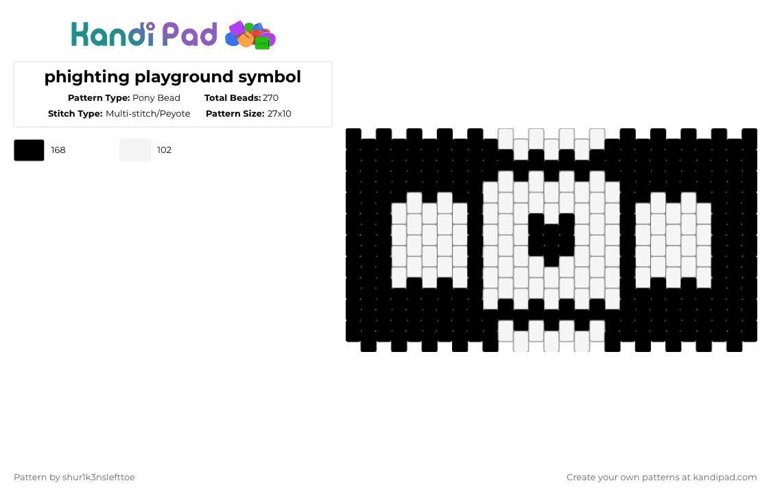 phighting playground symbol - Pony Bead Pattern by shur1k3nslefttoe on Kandi Pad - black,white