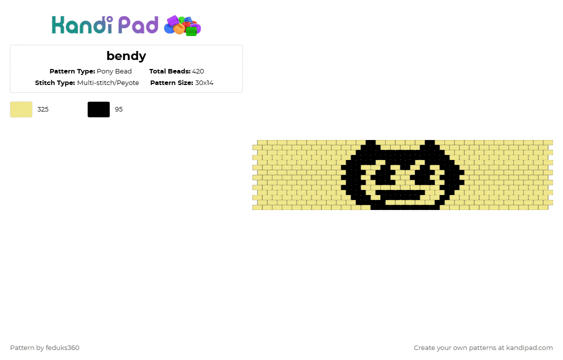 bendy - Pony Bead Pattern by feduks360 on Kandi Pad - yellow