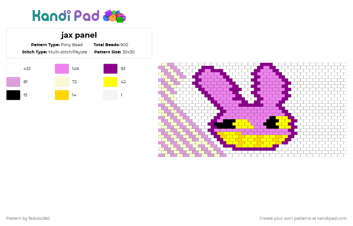 jax panel - Pony Bead Pattern by feduks360 on Kandi Pad - pink