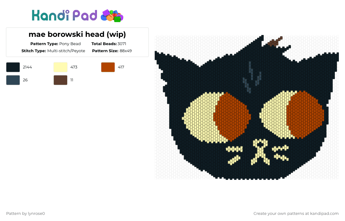 mae borowski head (wip) - Pony Bead Pattern by lynrose0 on Kandi Pad - black,red,yellow,night in the woods,nitw,mae,mae borowski,head,video game,wip