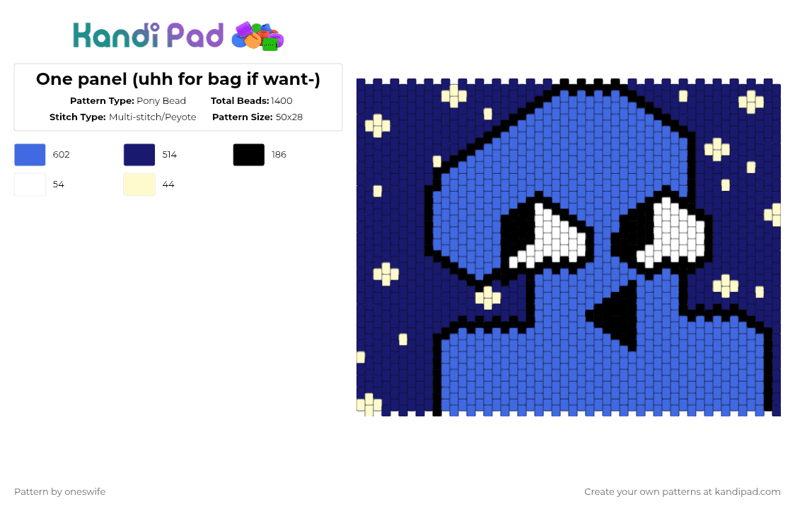 One panel (uhh for bag if want-) - Pony Bead Pattern by oneswife on Kandi Pad - 