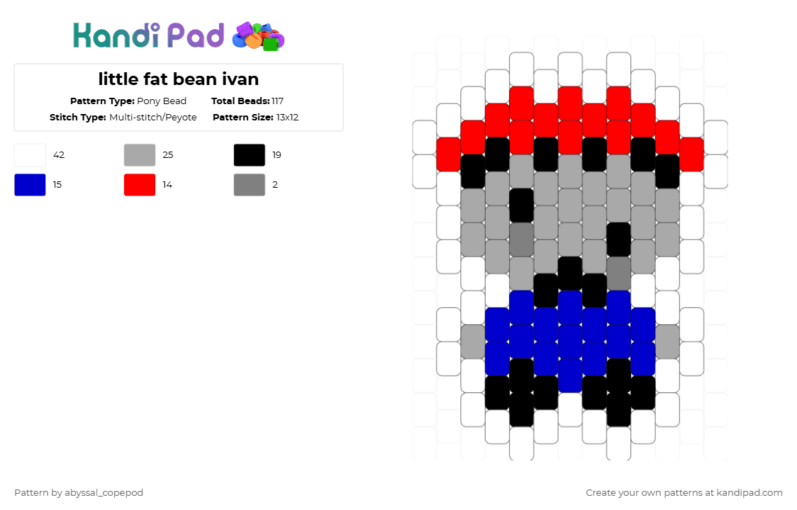 little fat bean ivan - Pony Bead Pattern by abyssal_copepod on Kandi Pad - red,beige,purple,bad things,roblox