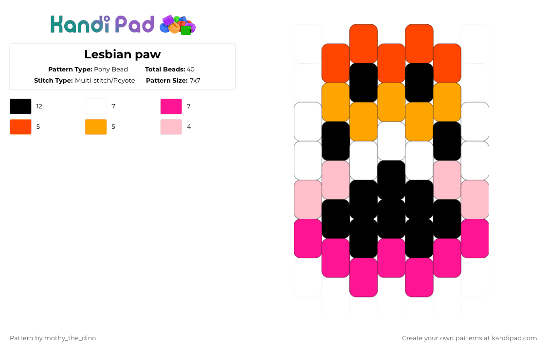 Lesbian paw - Pony Bead Pattern by mothy_the_dino on Kandi Pad - pink