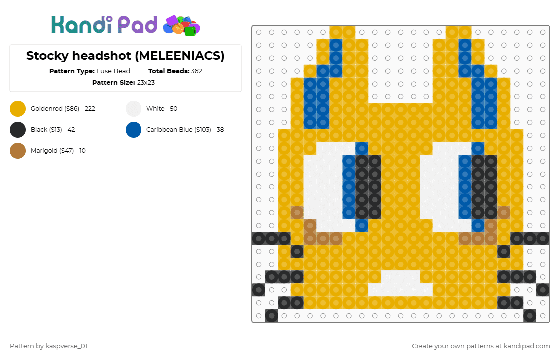 Stocky headshot (MELEENIACS) - Fuse Bead Pattern by kaspverse_01 on Kandi Pad - orange,stocky,meleeniacs,roblox,stocky meleeniacs