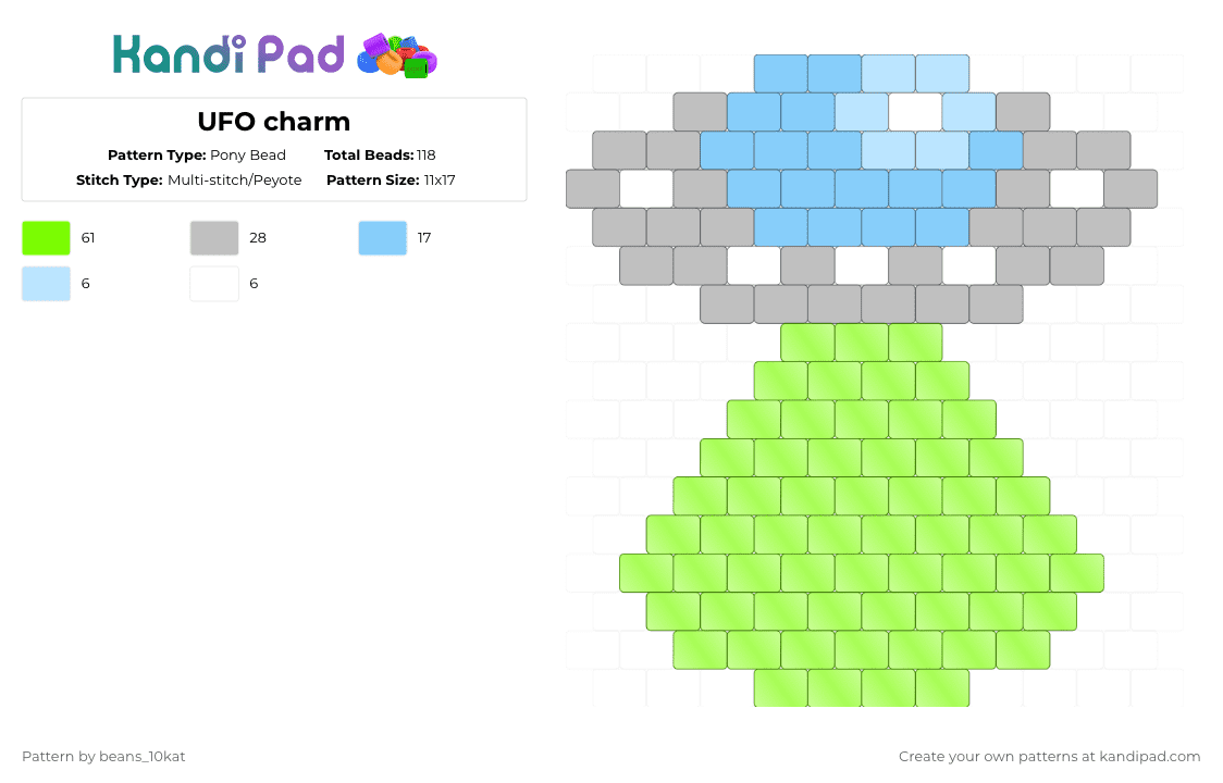 UFO charm - Pony Bead Pattern by beans_10kat on Kandi Pad - green