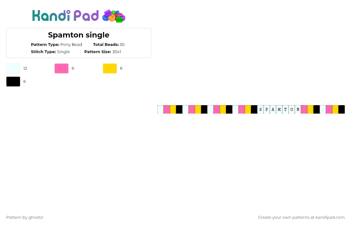Spamton single - Pony Bead Pattern by ghostzi on Kandi Pad - pink,yellow