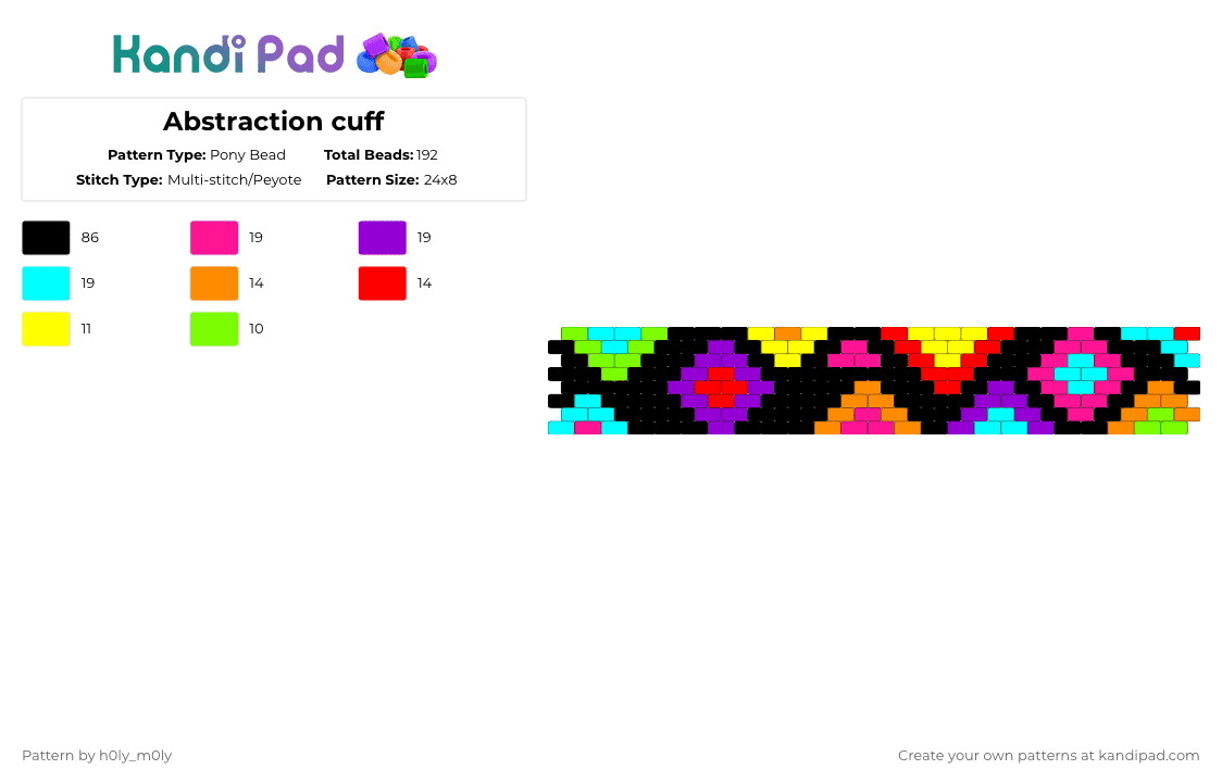 Abstraction cuff - Pony Bead Pattern by h0ly_m0ly on Kandi Pad - black,red,purple,colorful,the amazing digital circus