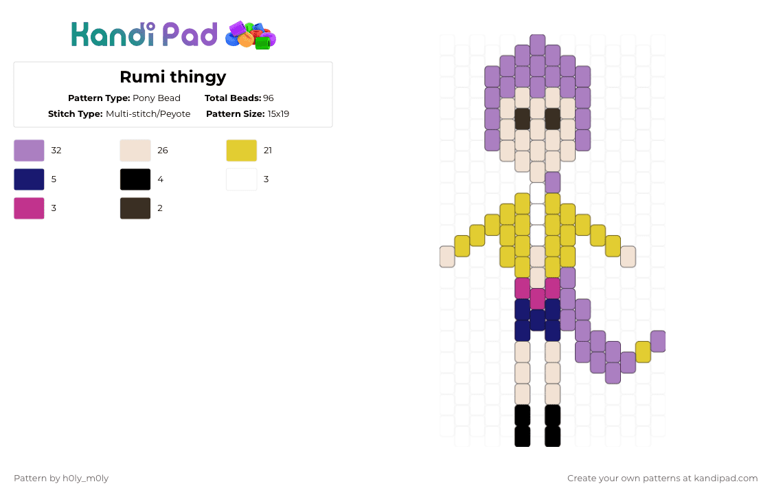 Print Pads Rumi Rumi thingy Pony Bead Pattern - Kandi Pad | Kandi Patterns, Fuse Bead ...