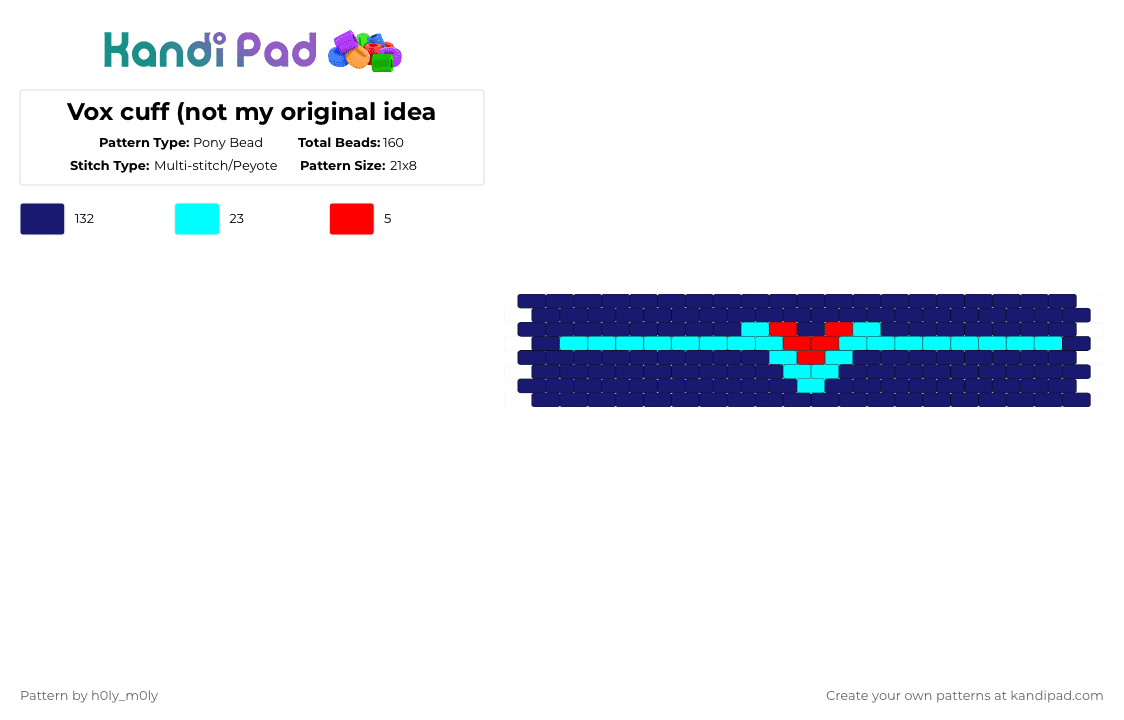 Vox cuff (not my original idea - Pony Bead Pattern by h0ly_m0ly on Kandi Pad - purple