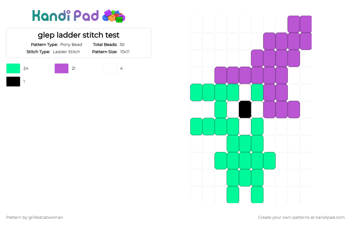 glep ladder stitch test - Pony Bead Pattern by grilledcatwoman on Kandi Pad - glep, pink, smiling friends, teal