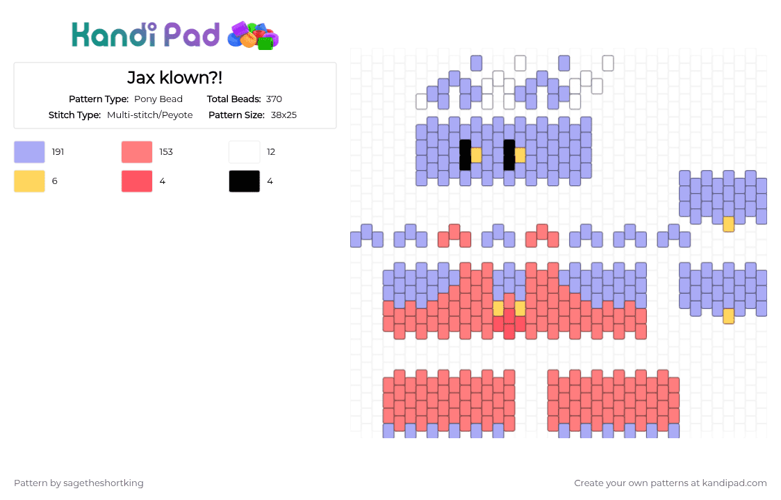 Jax klown?! - Pony Bead Pattern by sagetheshortking on Kandi Pad - red,pink,tadc,the amazing digital circus,clown,jax