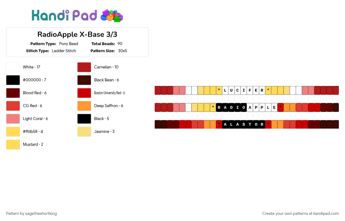 RadioApple X-Base 3/3 - Pony Bead Pattern by sagetheshortking on Kandi Pad - 