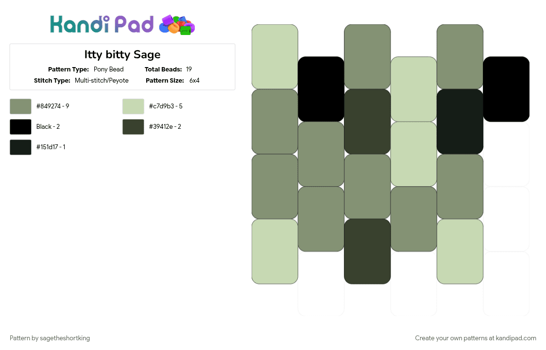 Itty bitty Sage - Pony Bead Pattern by sagetheshortking on Kandi Pad - beige, gray, indigo, itty bitty kitty, midnightmeadow, tmam