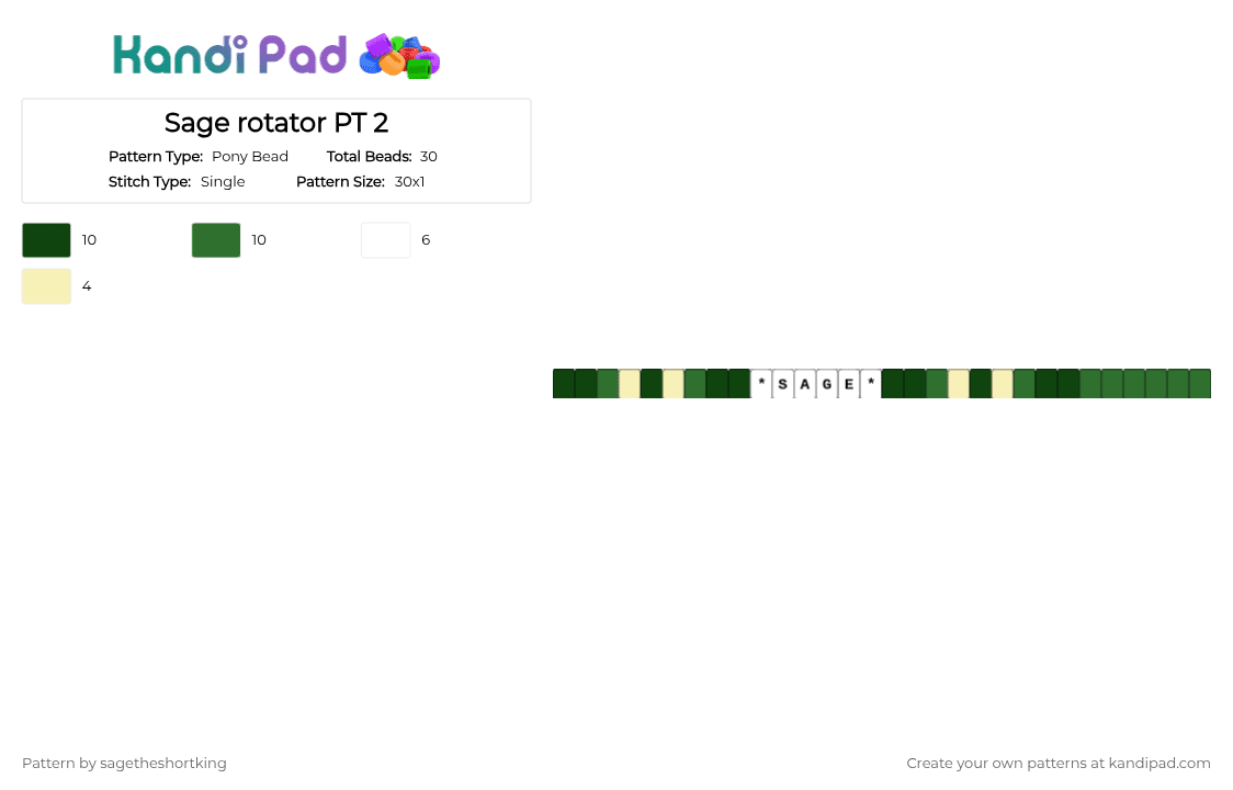Sage rotator PT 2 - Pony Bead Pattern by sagetheshortking on Kandi Pad - green,yellow
