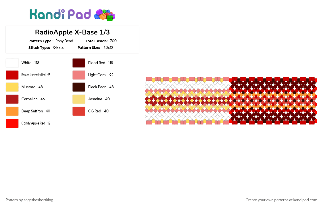 RadioApple X-Base 1/3 - Pony Bead Pattern by sagetheshortking on Kandi Pad - 