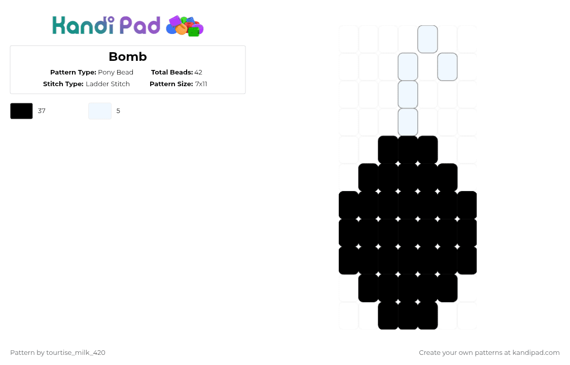 Techies Bomb Pattern Bomb Pony Bead Pattern - Kandi Pad | Kandi Patterns, Fuse Bead Patterns ...