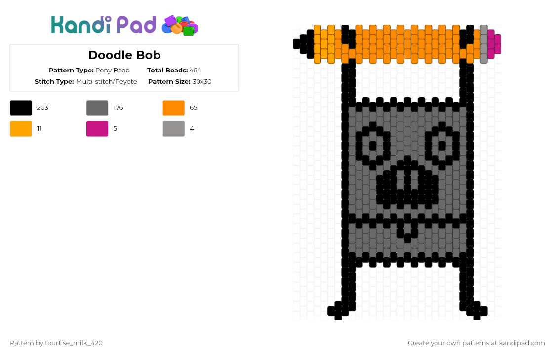Doodle Bob - Pony Bead Pattern by tourtise_milk_420 on Kandi Pad - doodle bob,spongebob squarepants,character,doodlebob,spongebob,cartoon,nickelodeon,drawing,gray