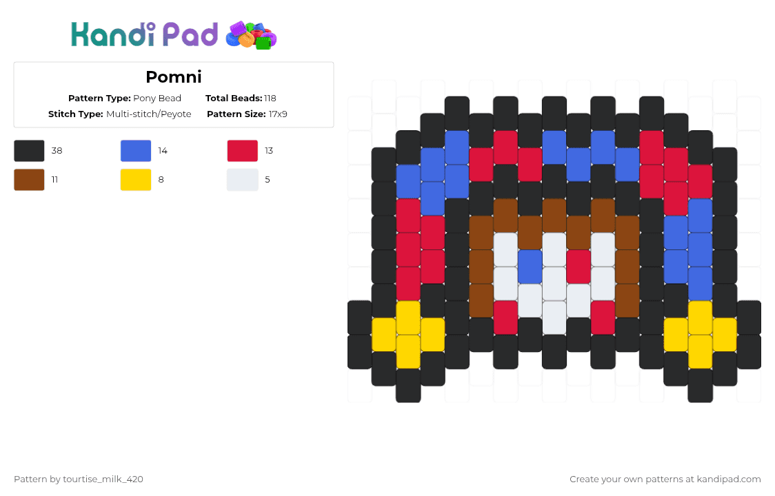 Pomni - Pony Bead Pattern by tourtise_milk_420 on Kandi Pad - black,red
