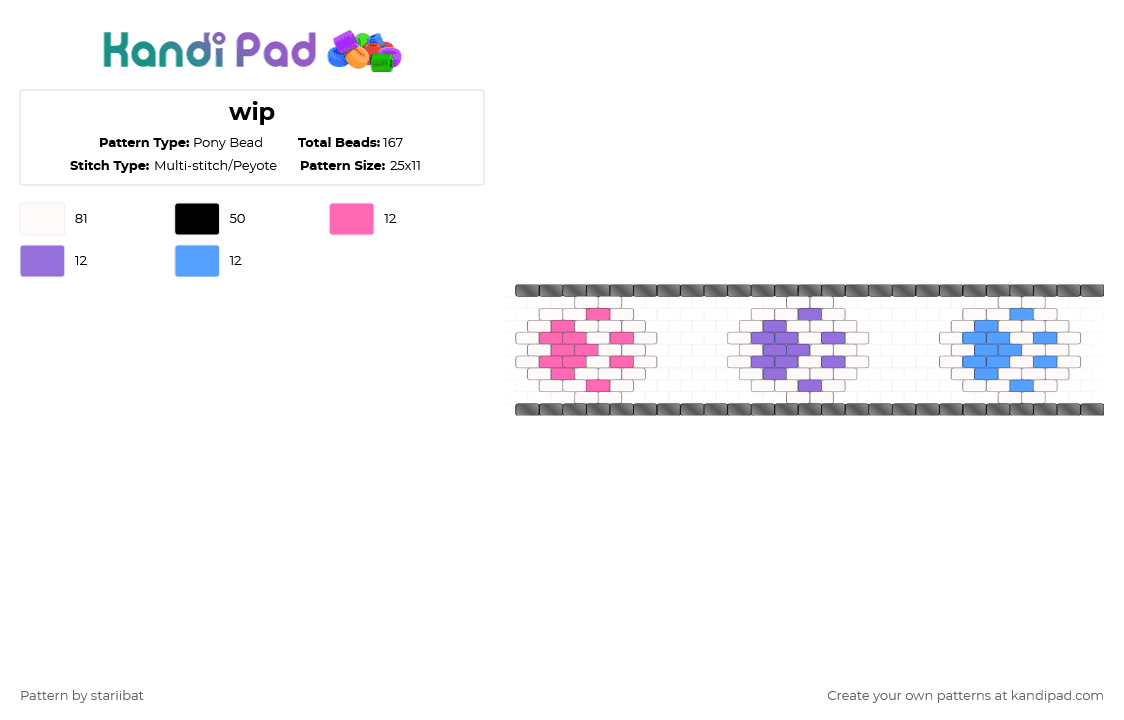 wip - Pony Bead Pattern by stariibat on Kandi Pad - white,pink,purple,light blue