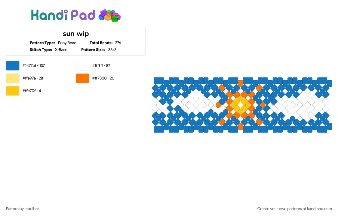 sun wip - Pony Bead Pattern by stariibat on Kandi Pad - blue