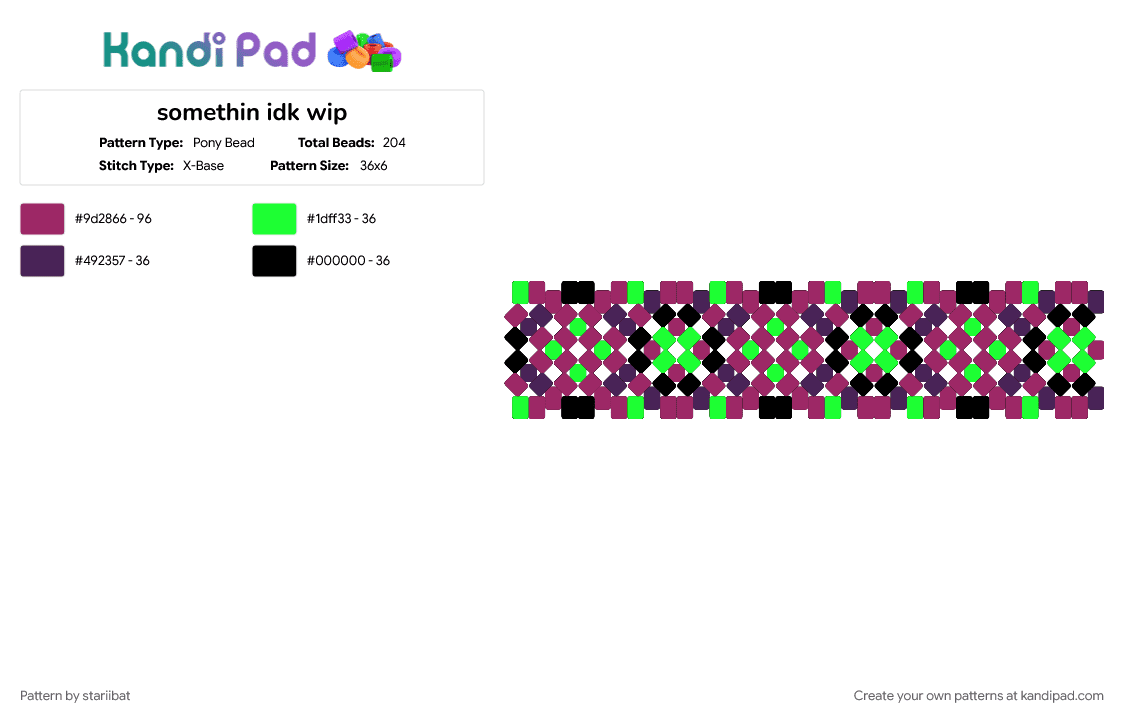somethin idk wip - Pony Bead Pattern by stariibat on Kandi Pad - pink