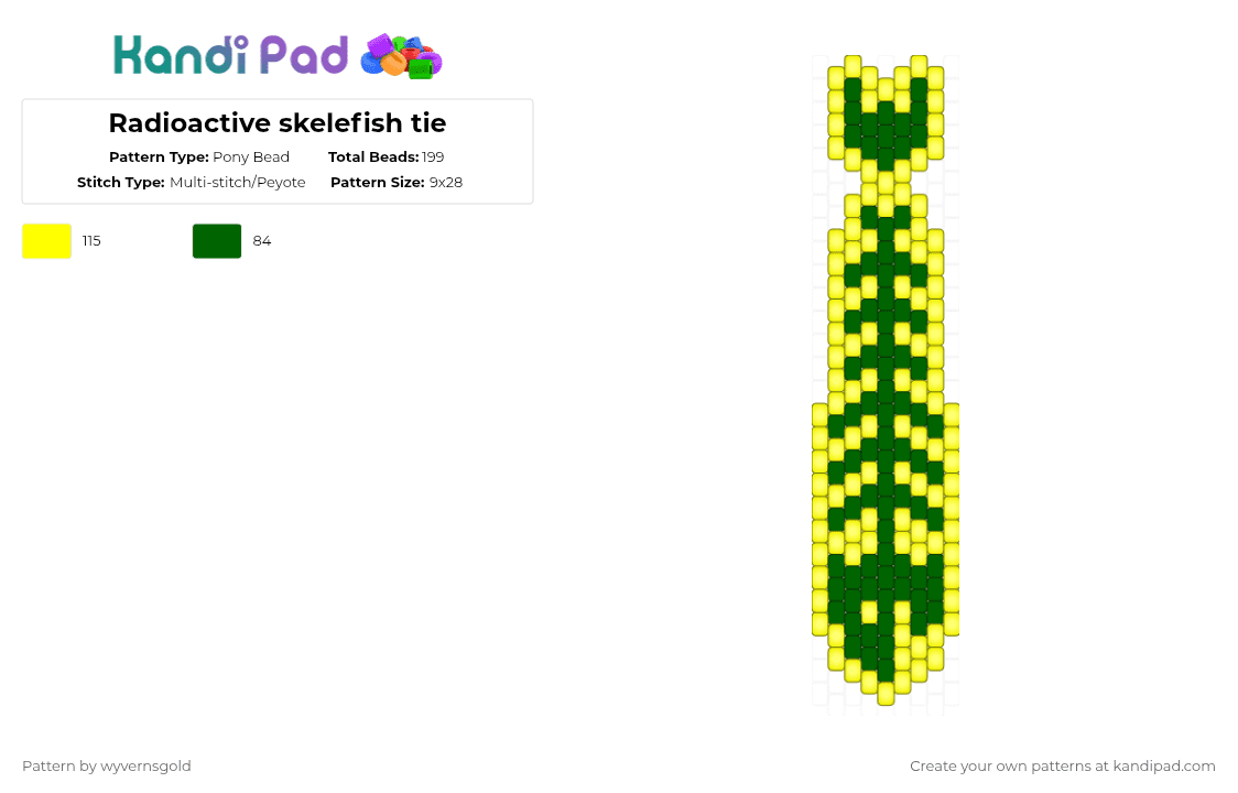 Radioactive skelefish tie Pony Bead Pattern - Kandi Pad | Kandi ...