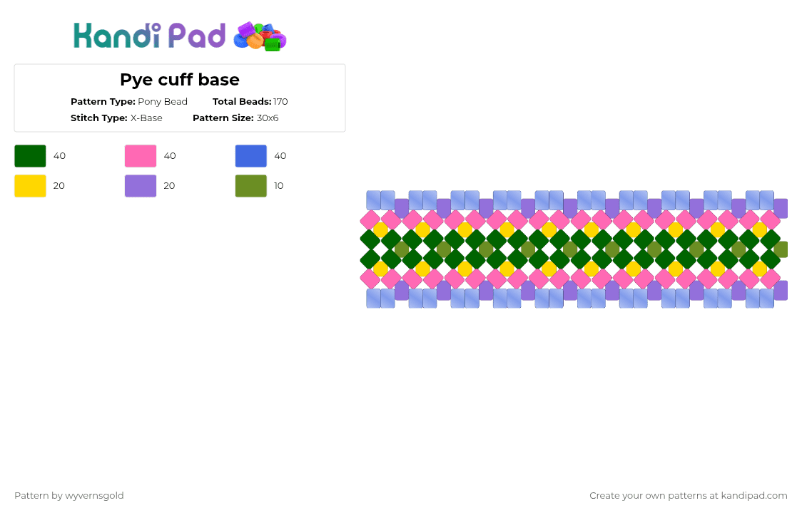 Magpie feather star cuff base - Pony Bead Pattern by wyvernsgold on Kandi Pad - 