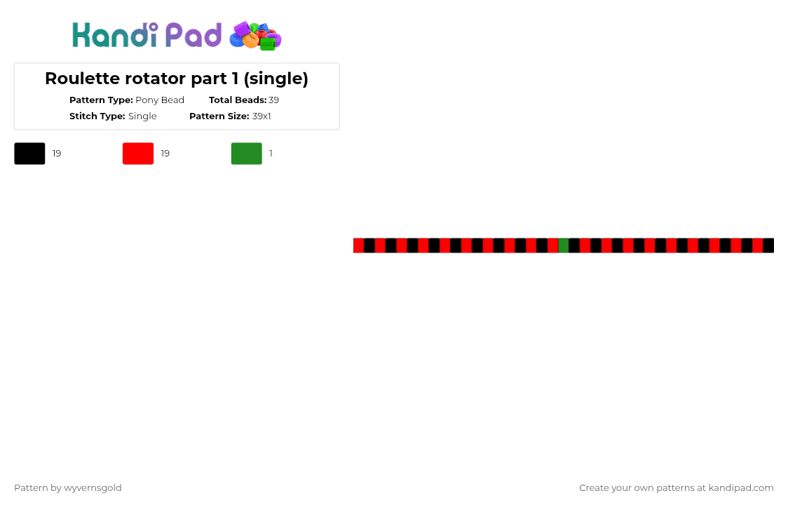 Roulette rotator part 1 (single) - Pony Bead Pattern by wyvernsgold on Kandi Pad - red,cotdchance