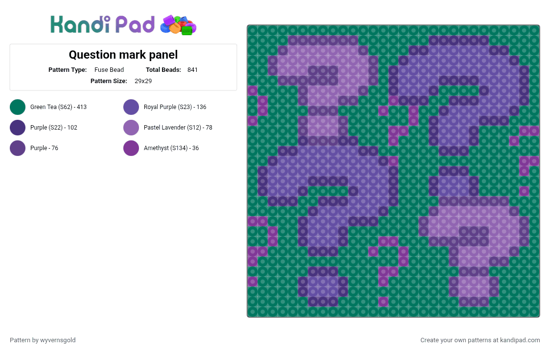 Question mark panel Fuse Bead Pattern - Kandi Pad | Kandi Patterns ...